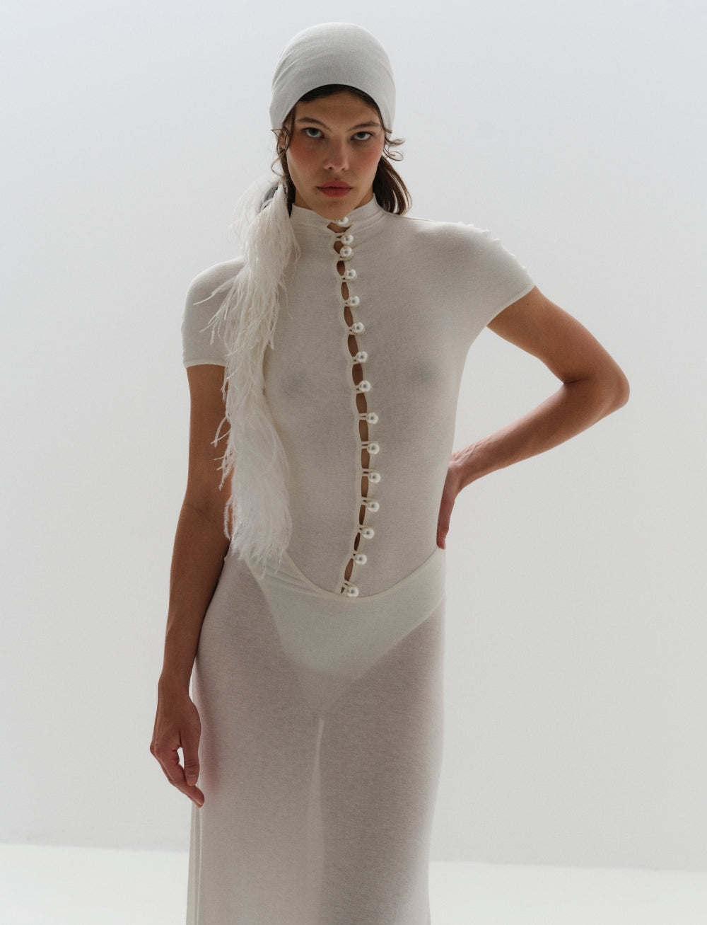 Foulard Sissy à plumes - Off White