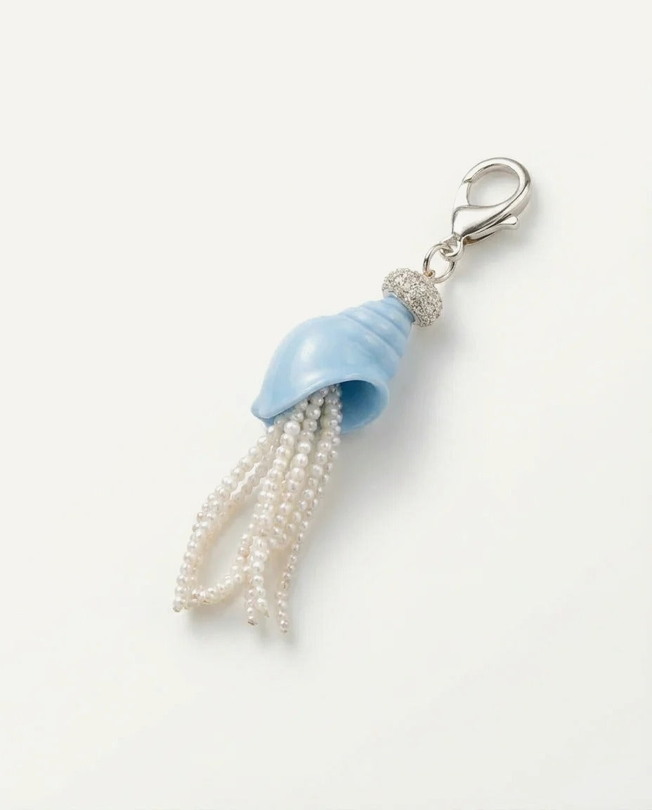 Porte-clés – Coquillage Bleu & Perles