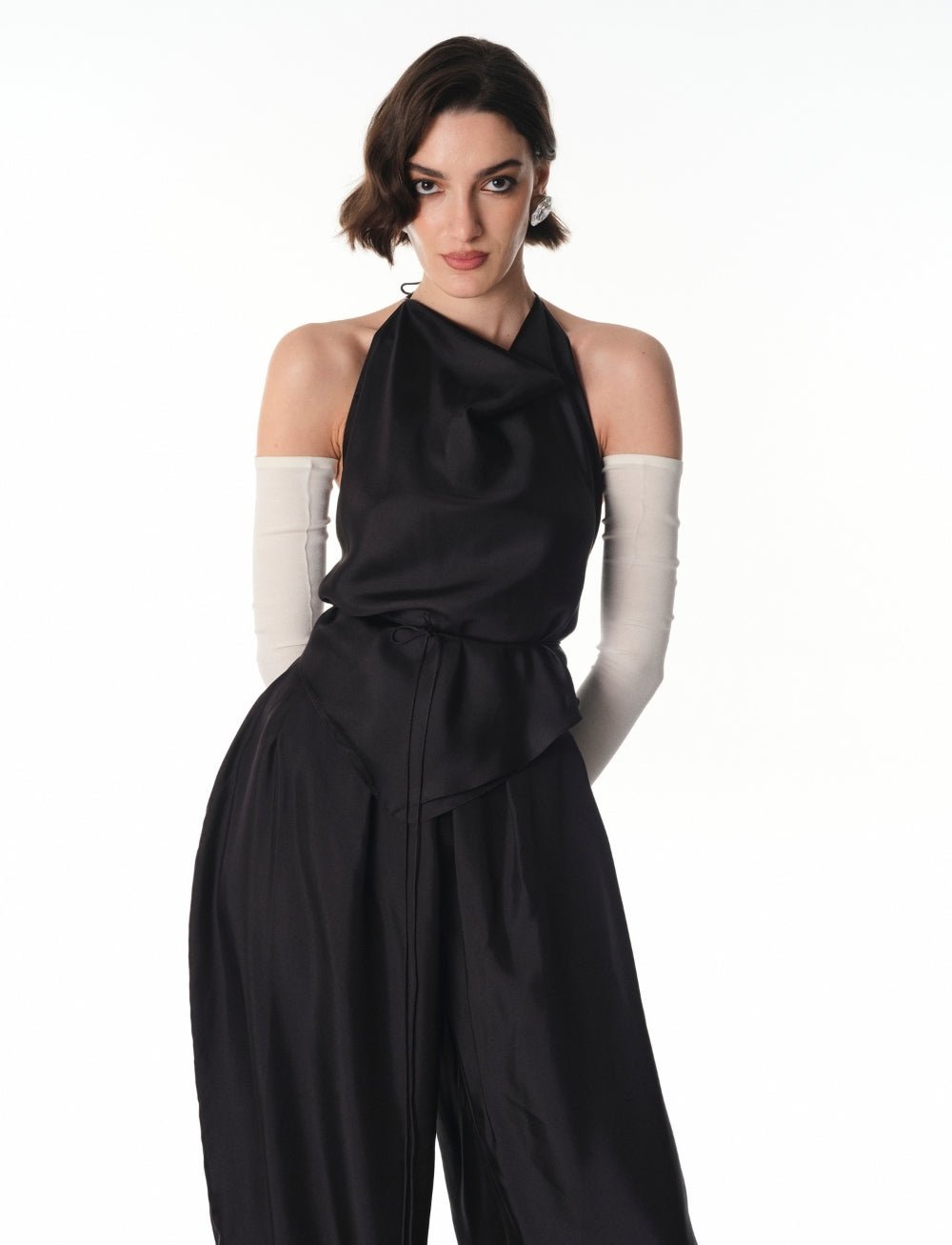 Thea Black Silk Top
