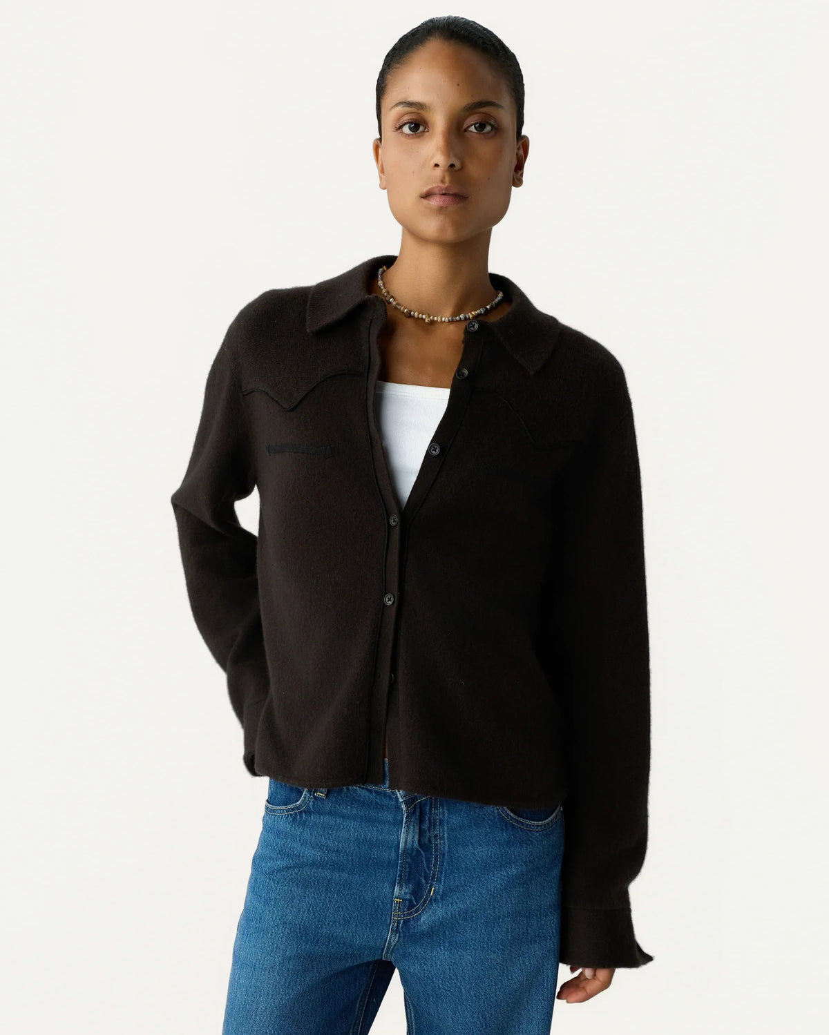 Chemise Cropped Western - Burnt Cocoa