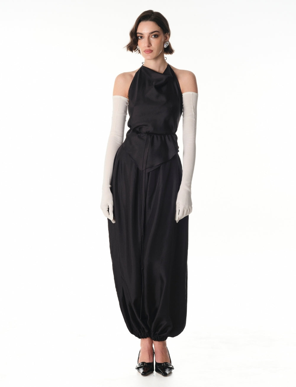 Thea Black Silk Top