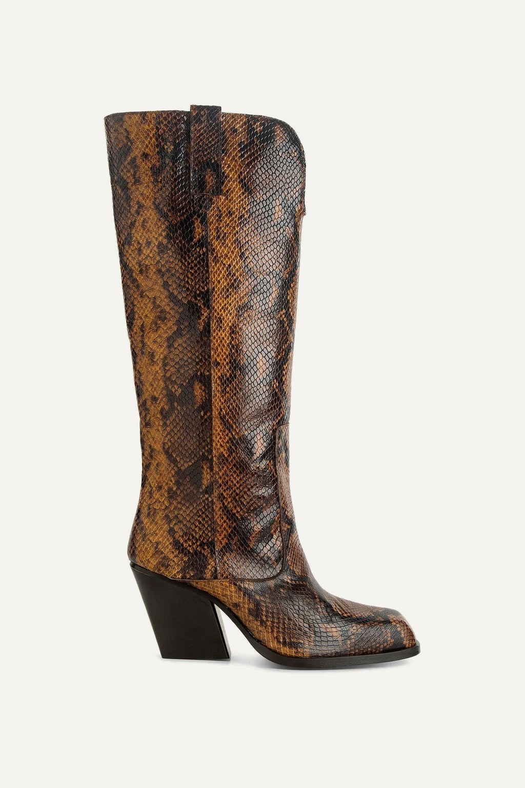Bottes Delavar Knee - Cuir Embossed Cognac Snake