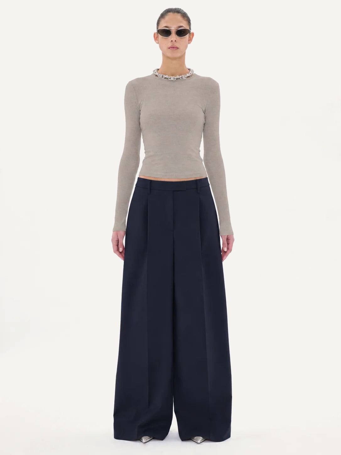 Pantalon E-Deva Plissé - Bleu Nuit
