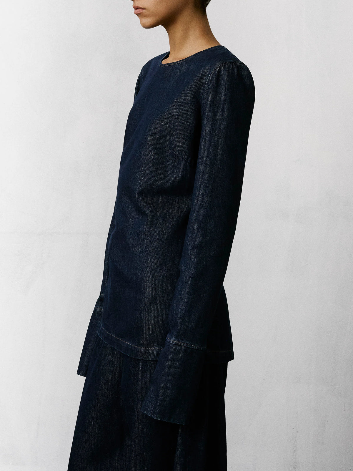 Top Elisa en denim - Bleu Marine