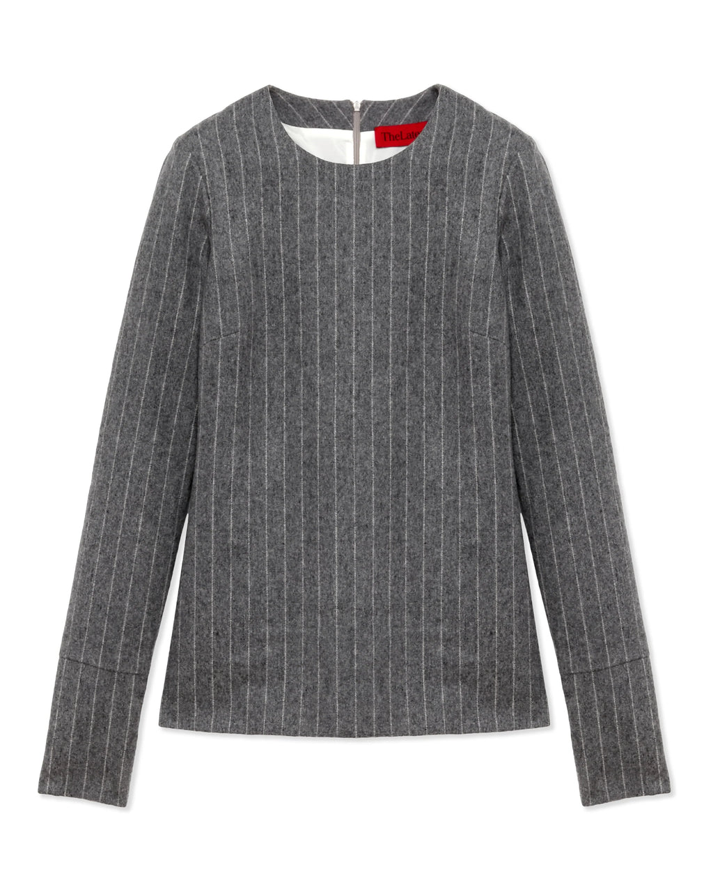 Top Elisa en Laine à Rayures - Gris Clair