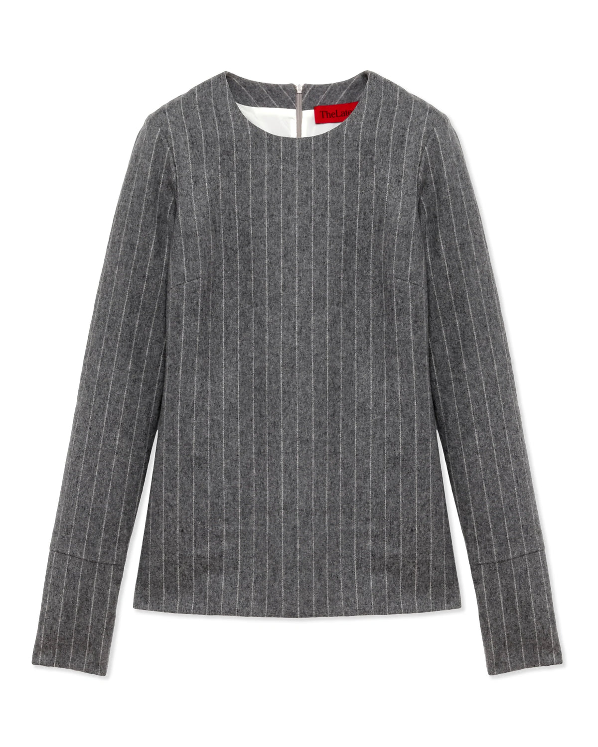 Top Elisa en Laine à Rayures - Gris Clair