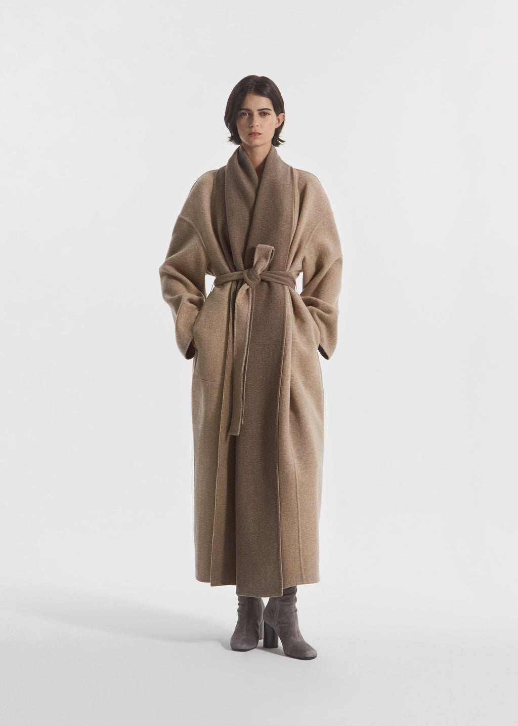 Manteau Scarf Neck Taupe - CO Collection