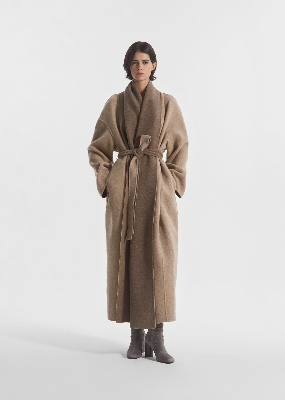 Manteau Scarf Neck Taupe - CO Collection