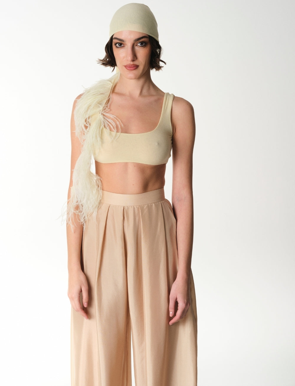 Foulard Sissy à plumes - Vanilla Yellow