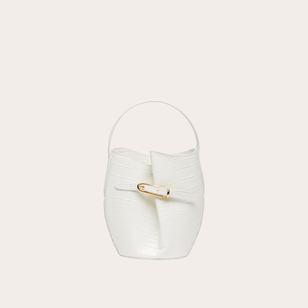 Sac Belted Bucket Mini - White Croco