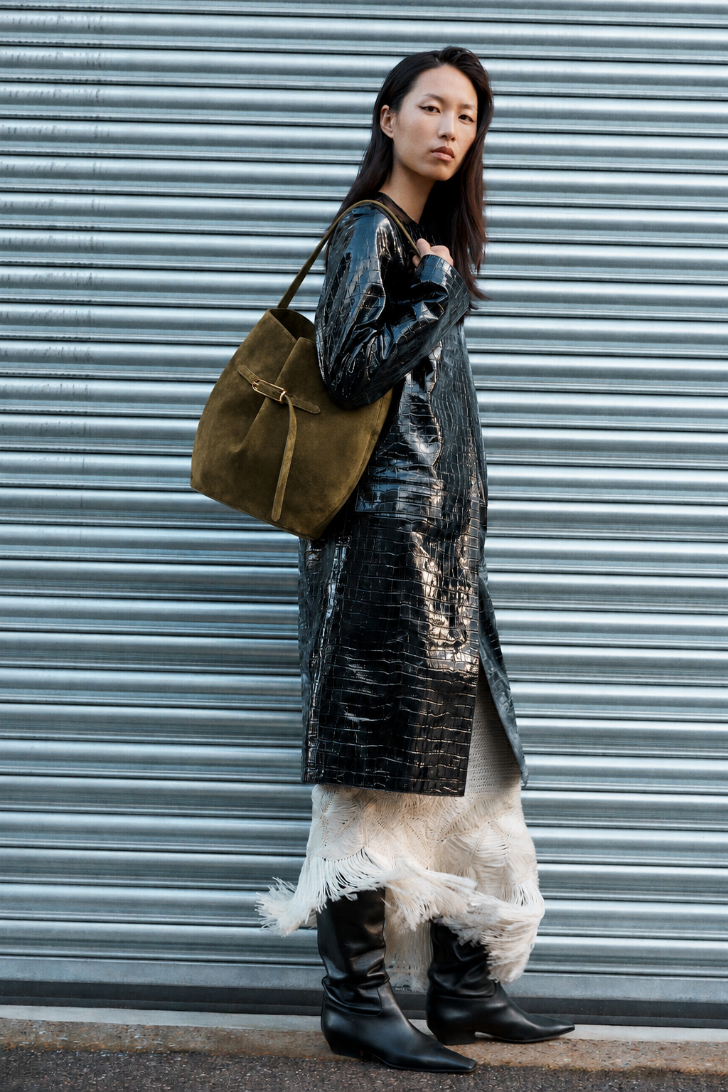 Sac Belted Bucket Grand Modèle - Suede Army