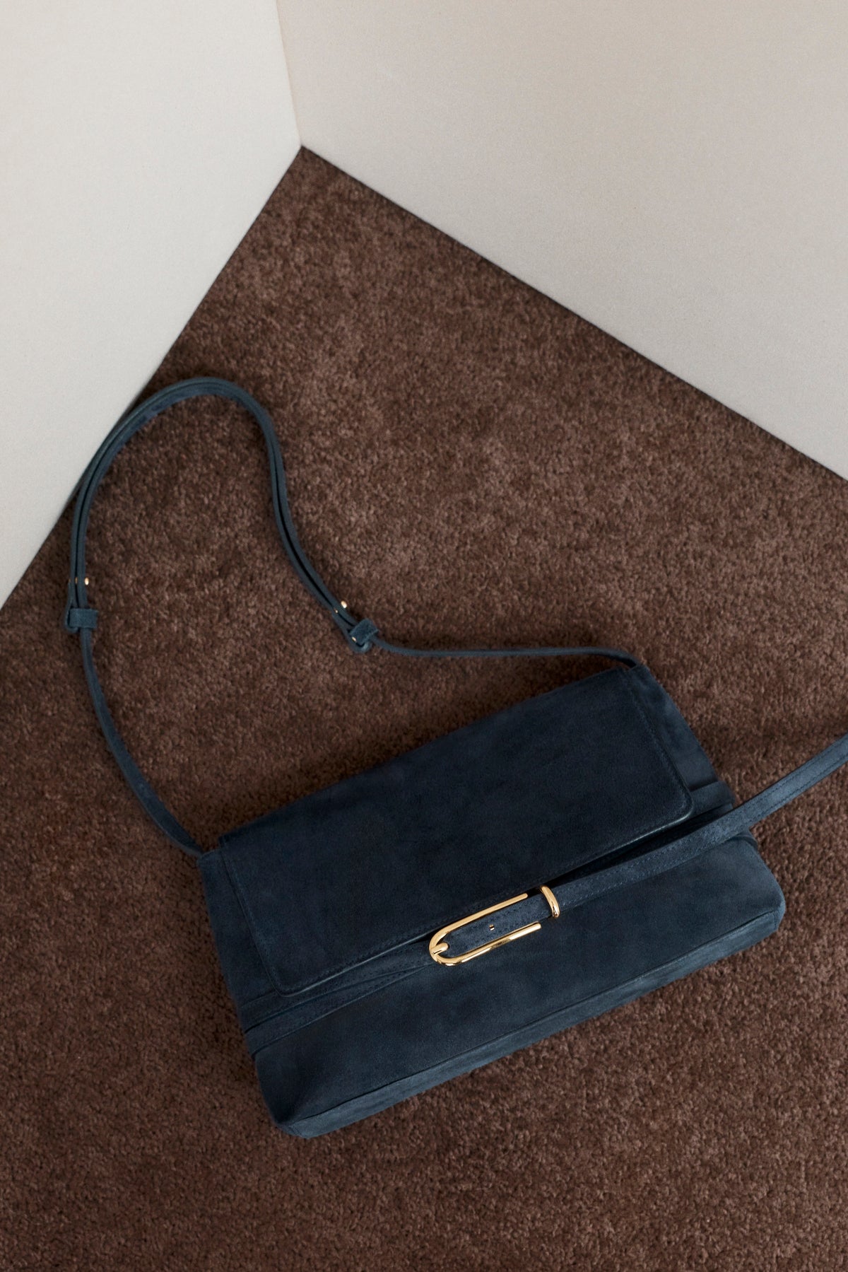 Sac Belted Shoulder — Navy Suede