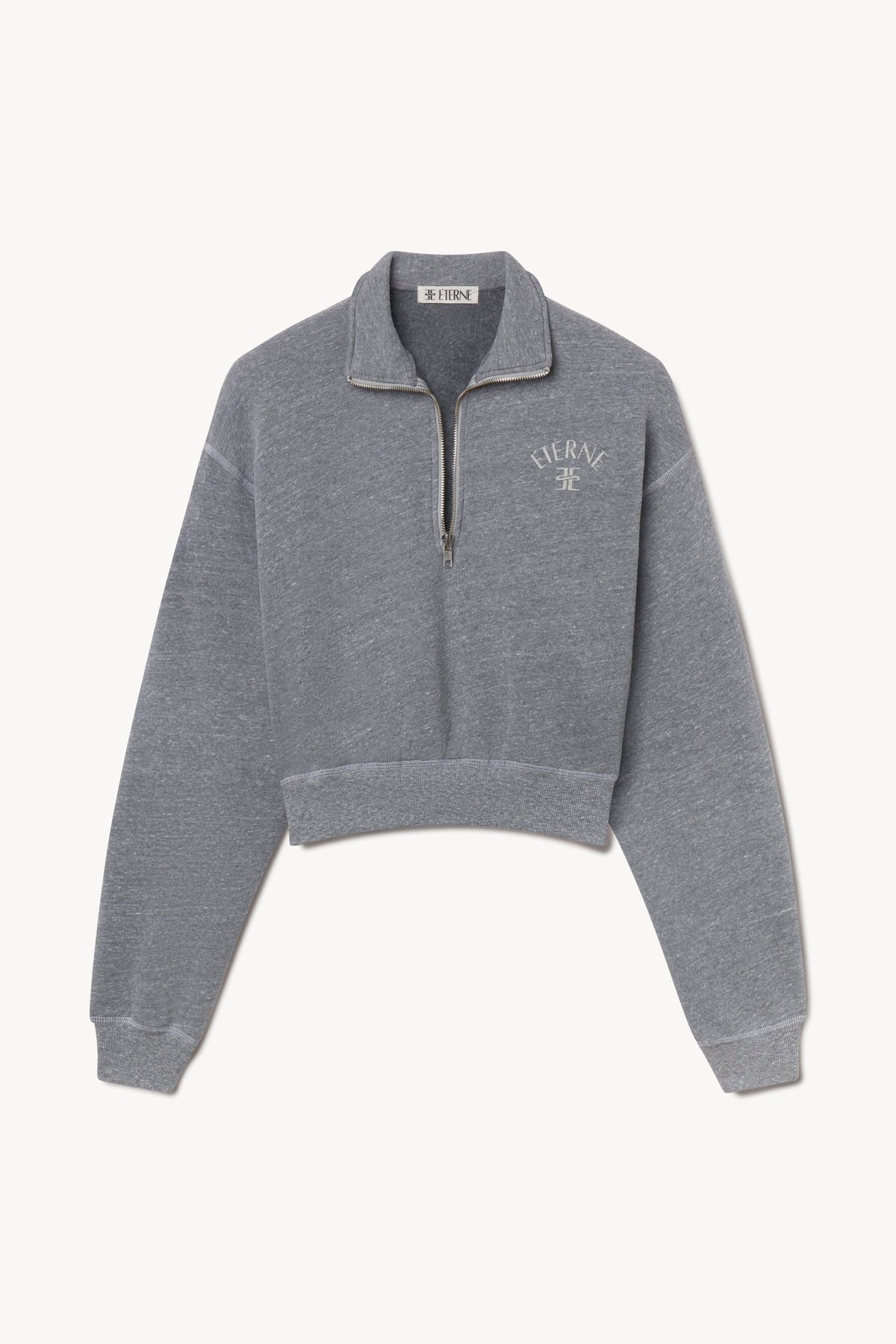 Sweatshirt Cropped Half-Zip Dark Heather Grey – Éterne