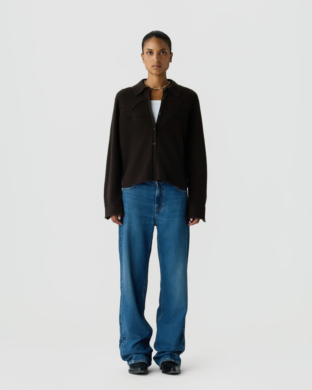 Chemise Cropped Western - Burnt Cocoa
