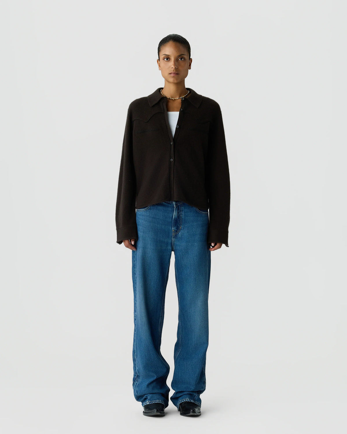 Chemise Cropped Western - Burnt Cocoa