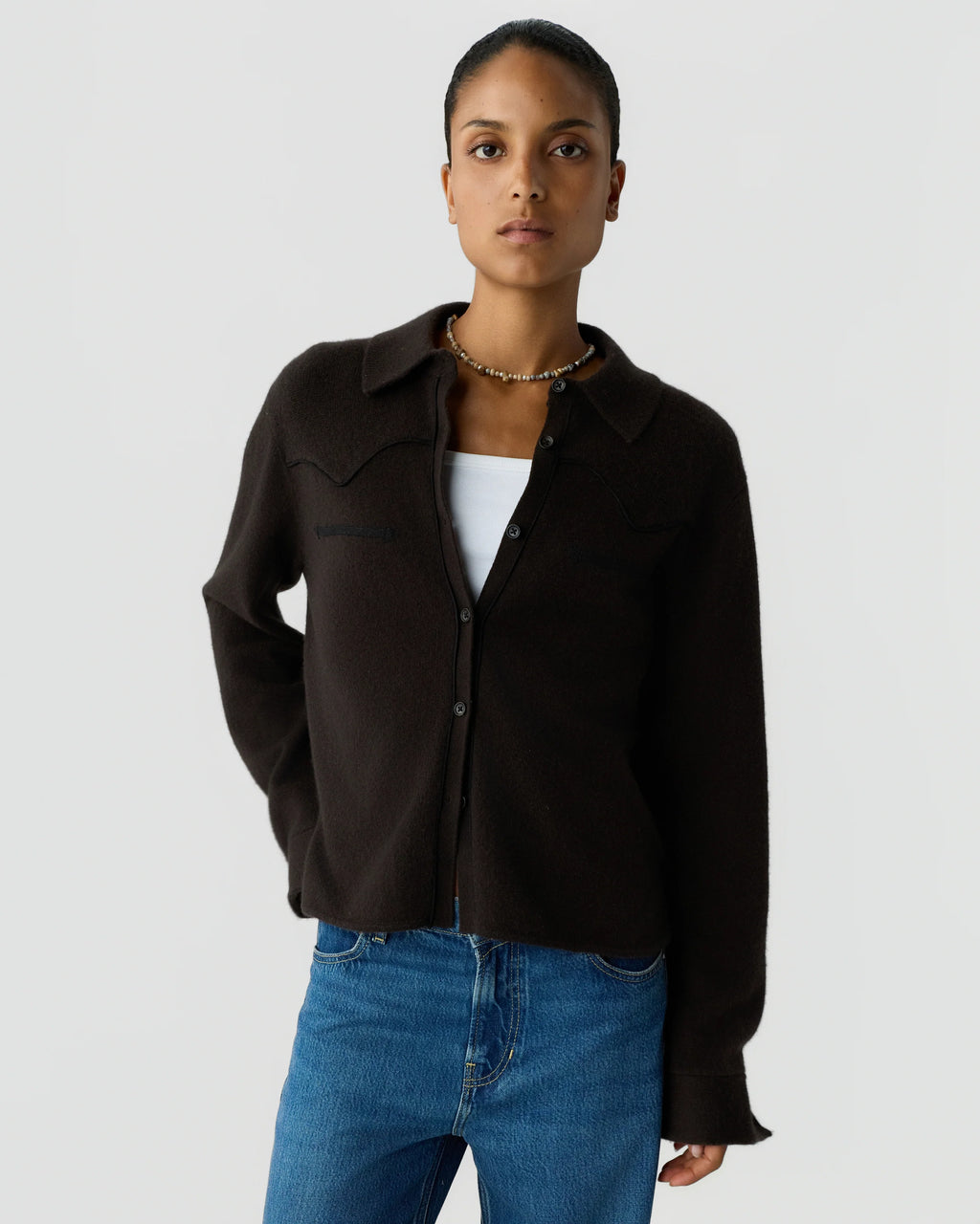 Chemise Cropped Western - Burnt Cocoa