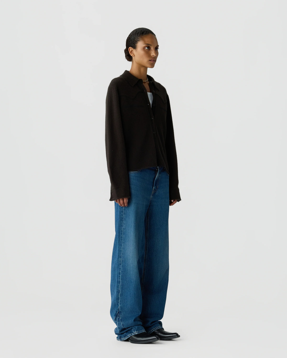 Chemise Cropped Western - Burnt Cocoa