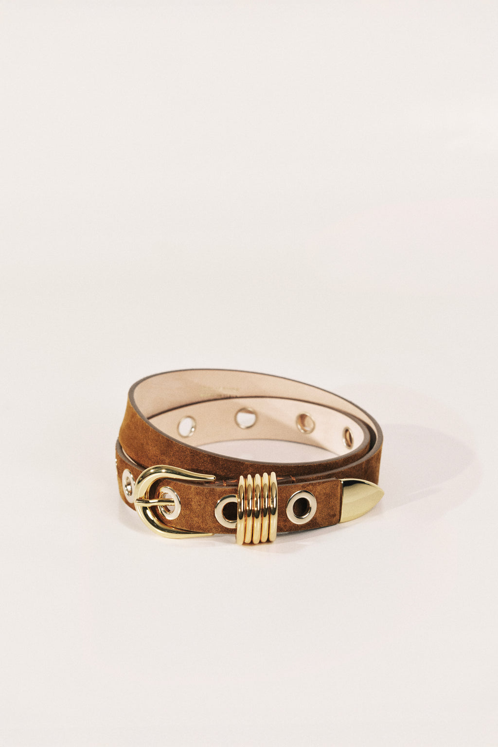 Ceinture Rivet Suede - Ochre Gold