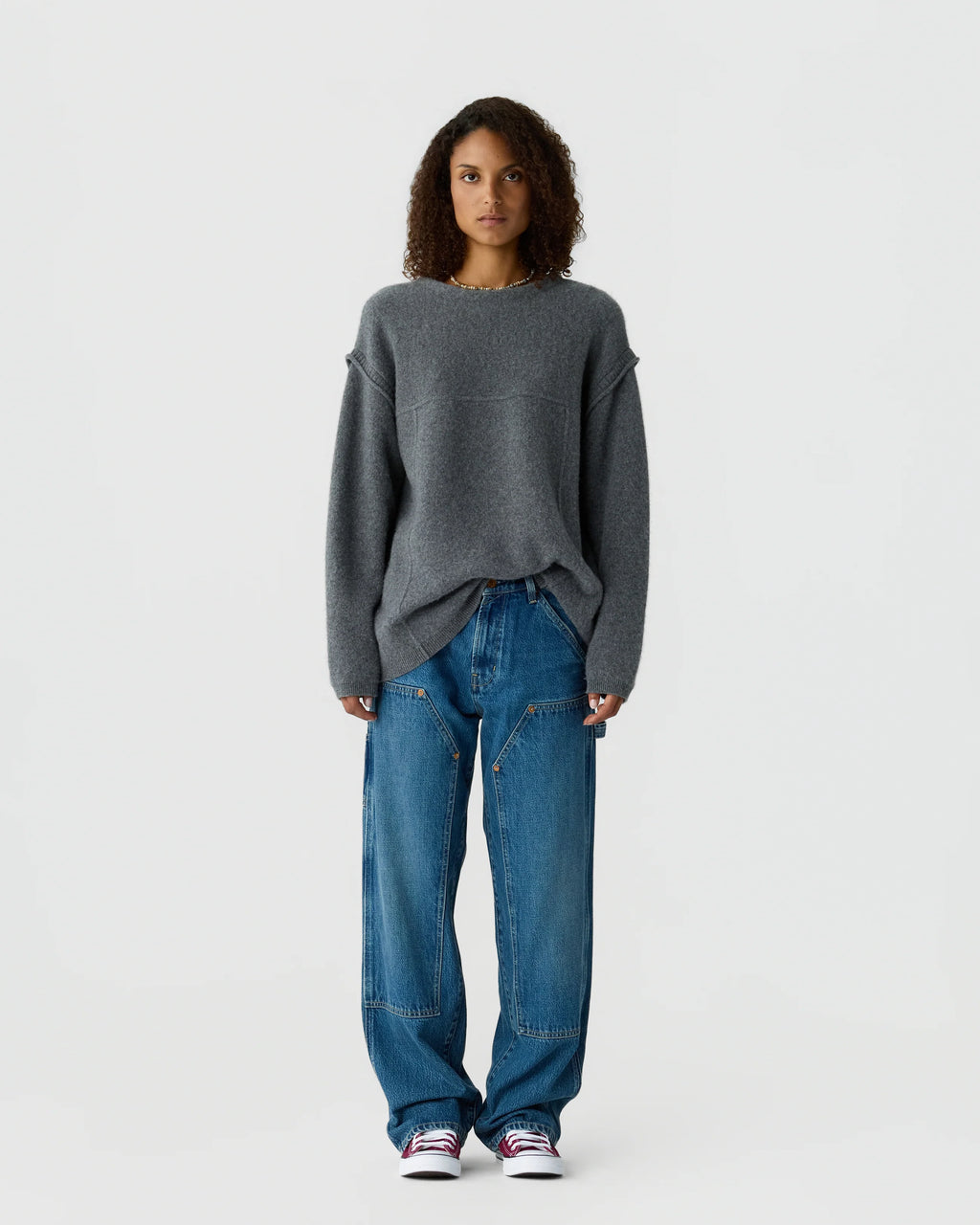 Felted Crewneck Sweater - Charcoal
