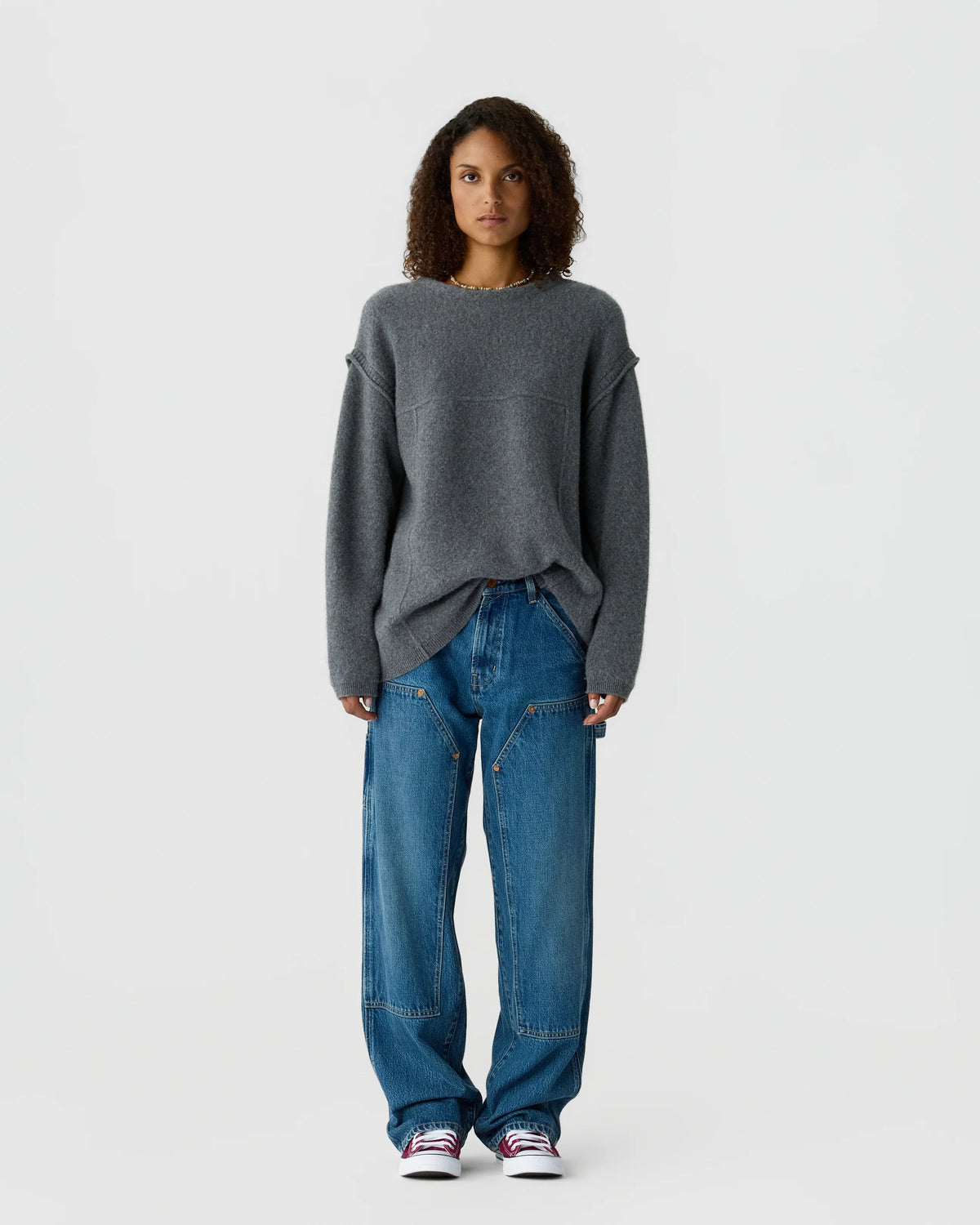 Felted Crewneck Sweater - Charcoal