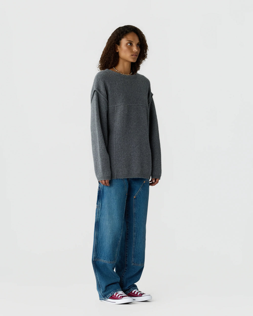 Felted Crewneck Sweater - Charcoal