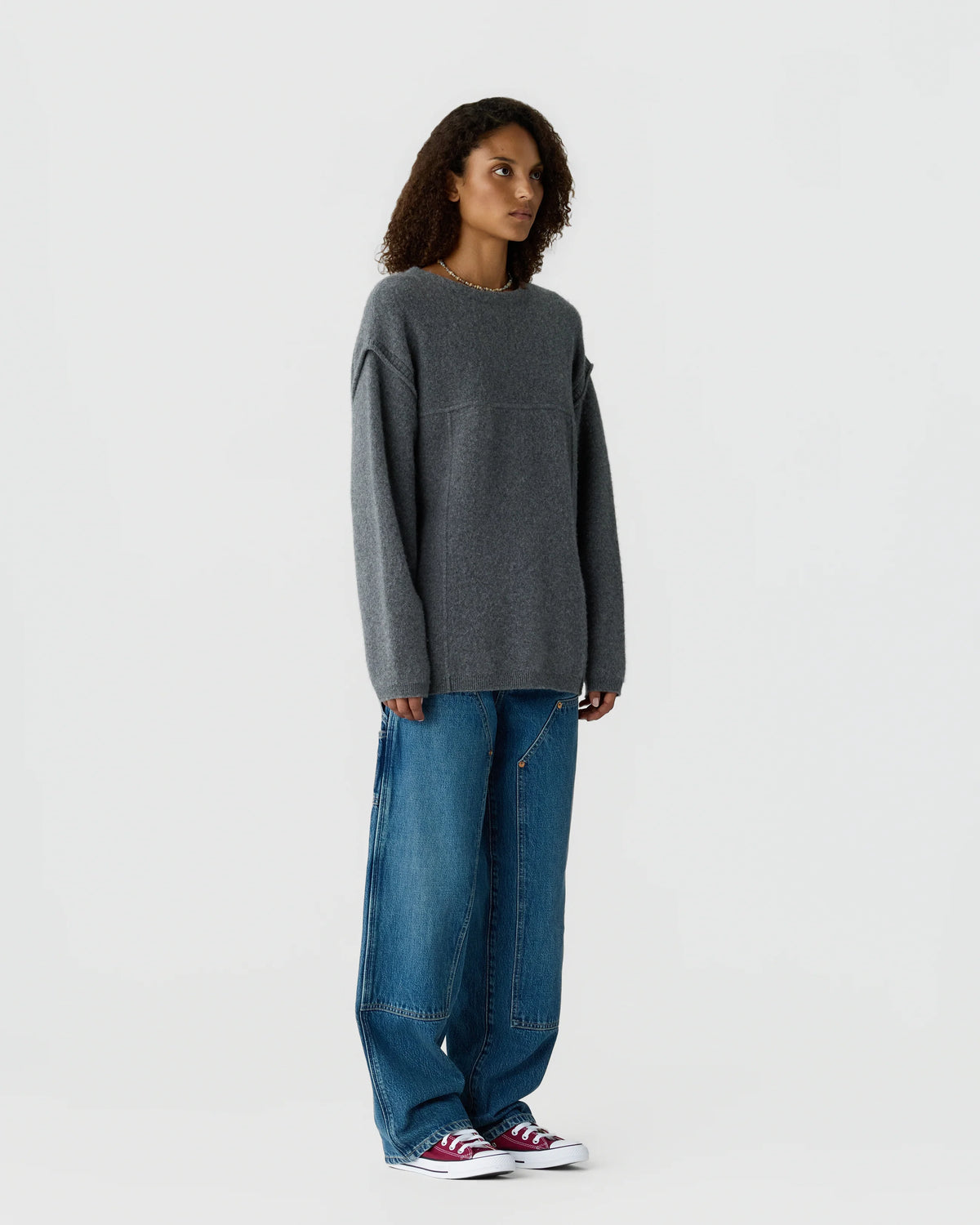 Felted Crewneck Sweater - Charcoal