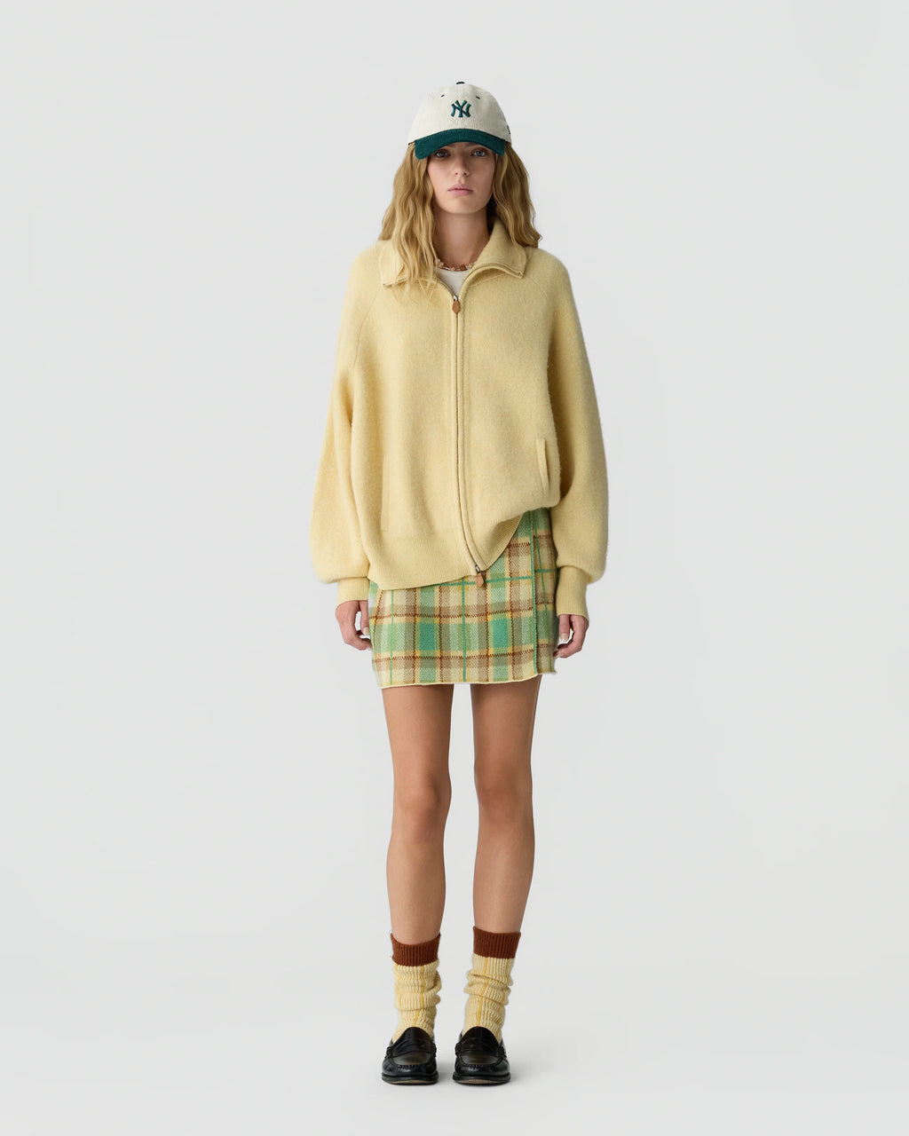 Chaqueta con cremallera de fieltro - Mantequilla