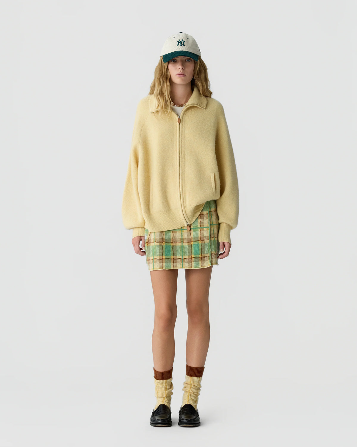 Chaqueta con cremallera de fieltro - Mantequilla
