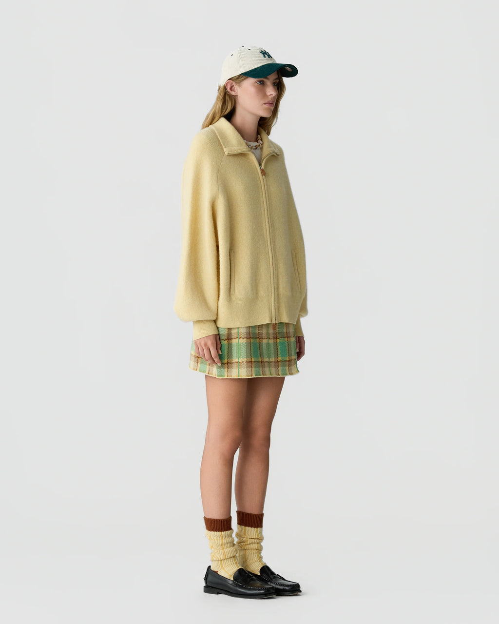 Chaqueta con cremallera de fieltro - Mantequilla