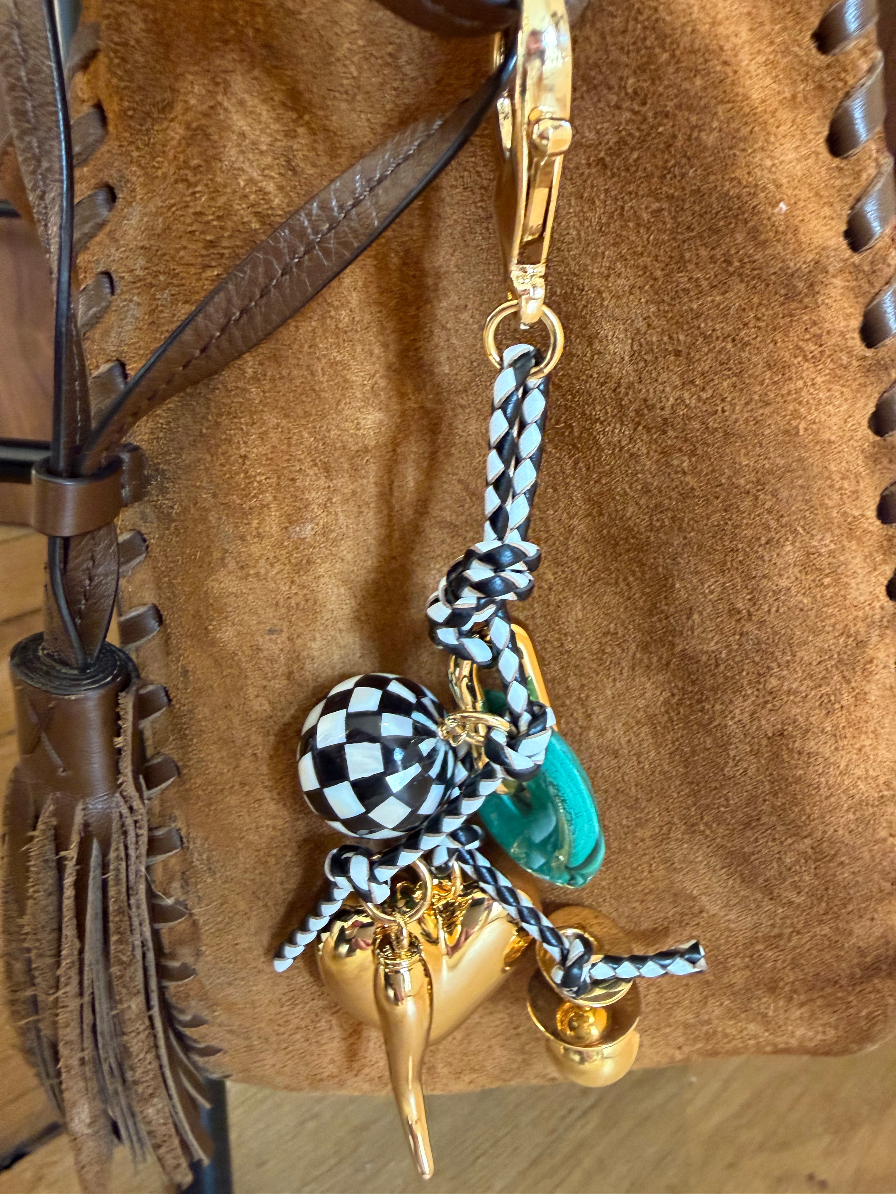 Porte-clés – Charms Cœur Doré & Malachite