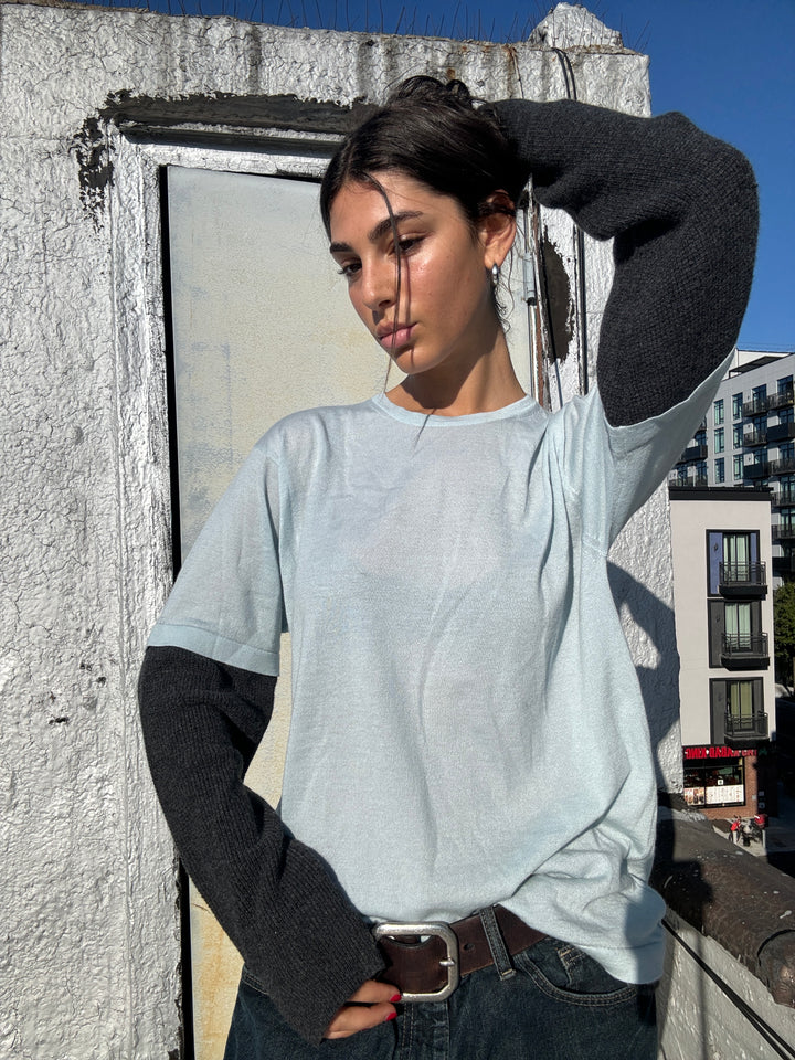 Kai Double Layer Top - Baby Blue