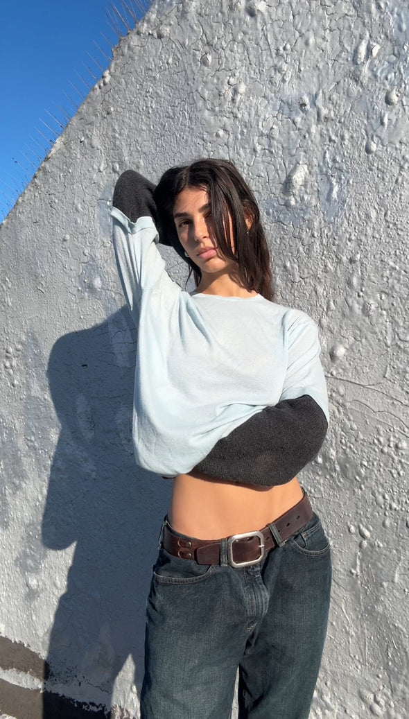 Kai Double Layer Top - Baby Blue
