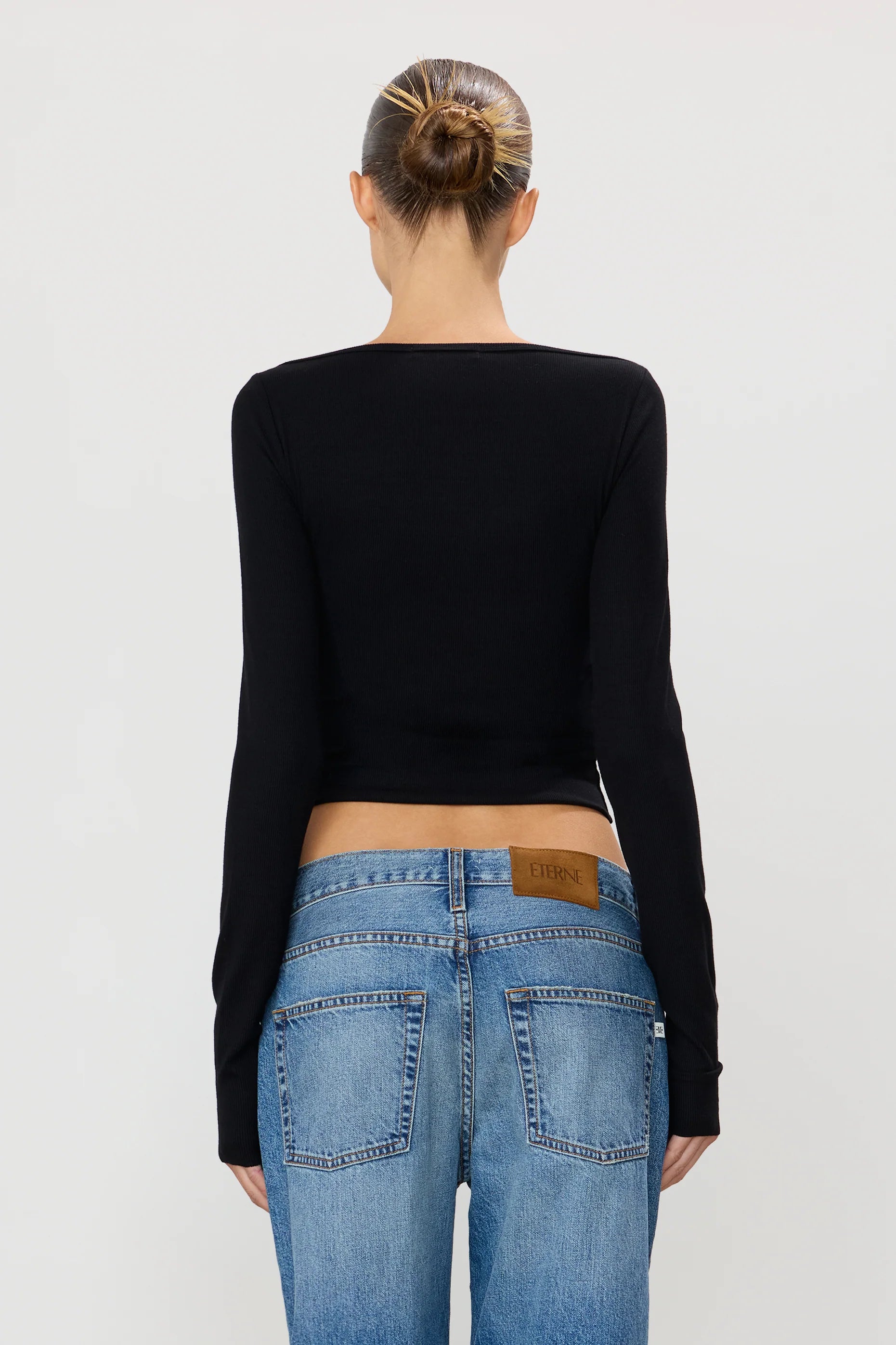 Haut manches longues col bateau - Black