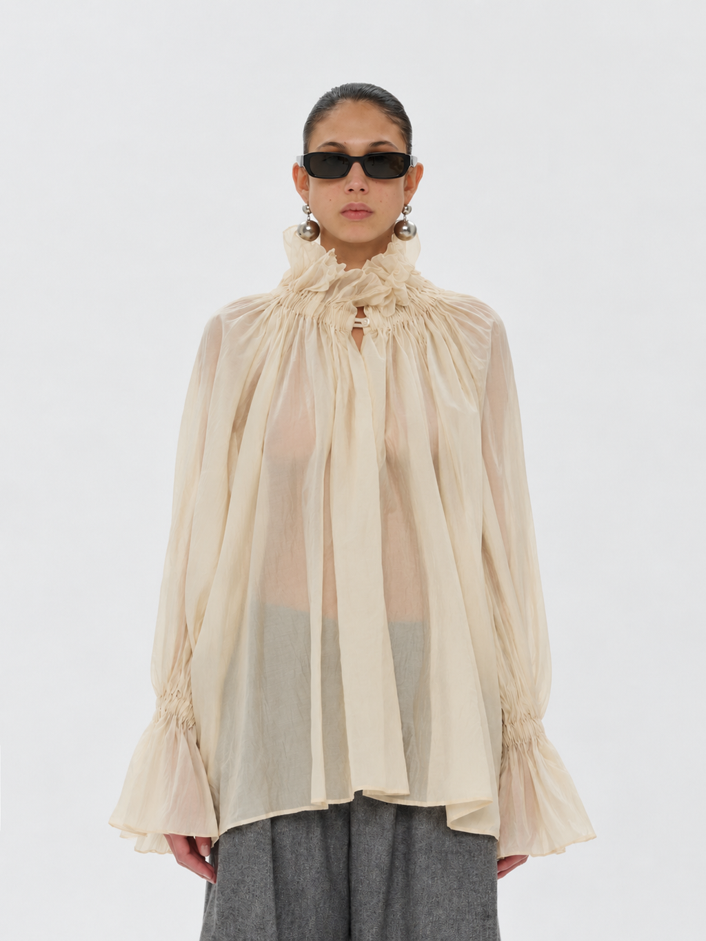 Surchemise Estelle en Mousseline Légère - Cream