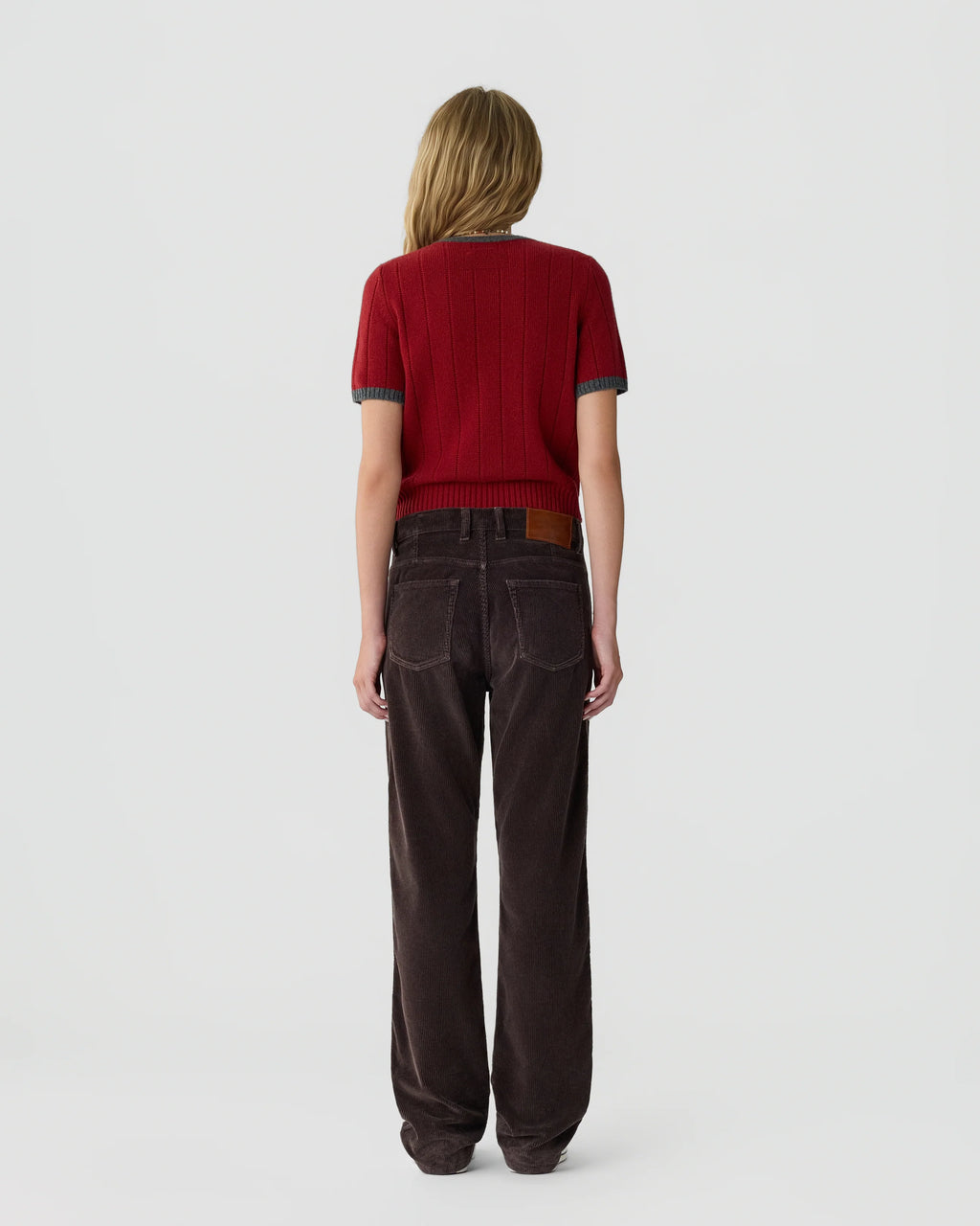 Tee-Shirt Maille Rib Ringer - Carmine Charcoal