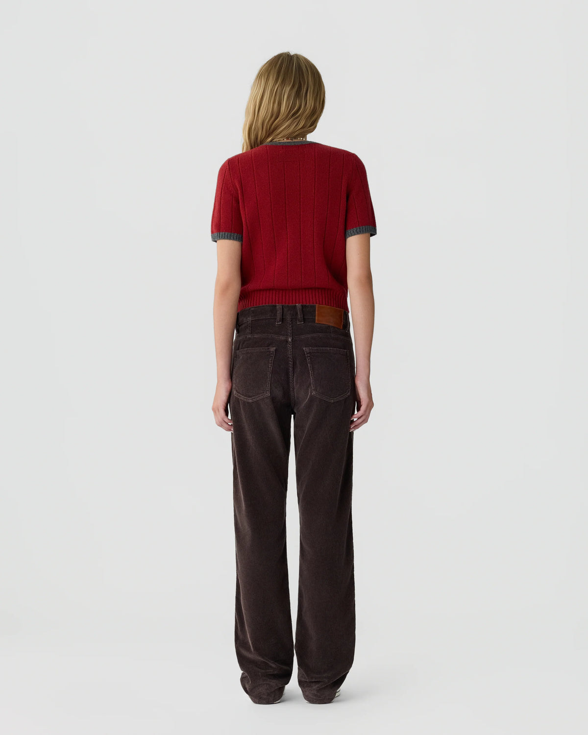 Tee-Shirt Maille Rib Ringer - Carmine Charcoal