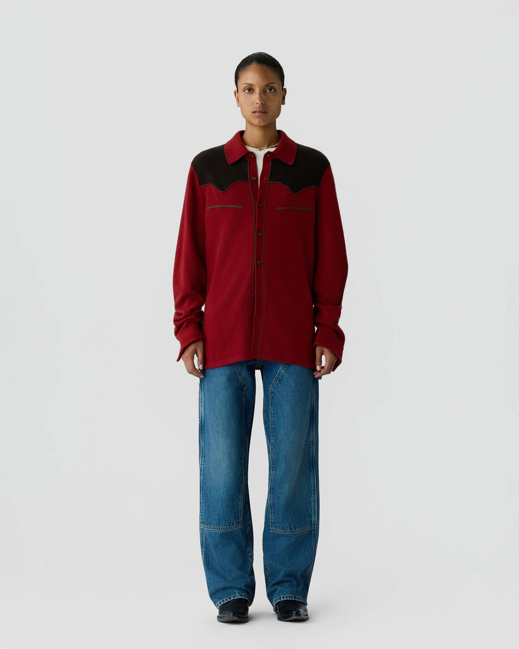 Chemise Western Button Up! - Carmine/BurntCocoa
