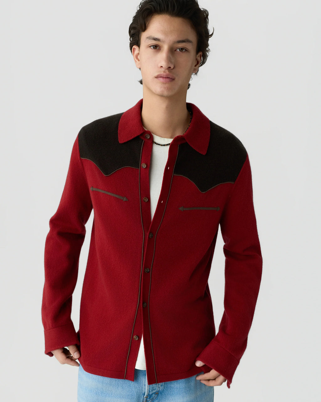 Chemise Western Button Up! - Carmine/BurntCocoa