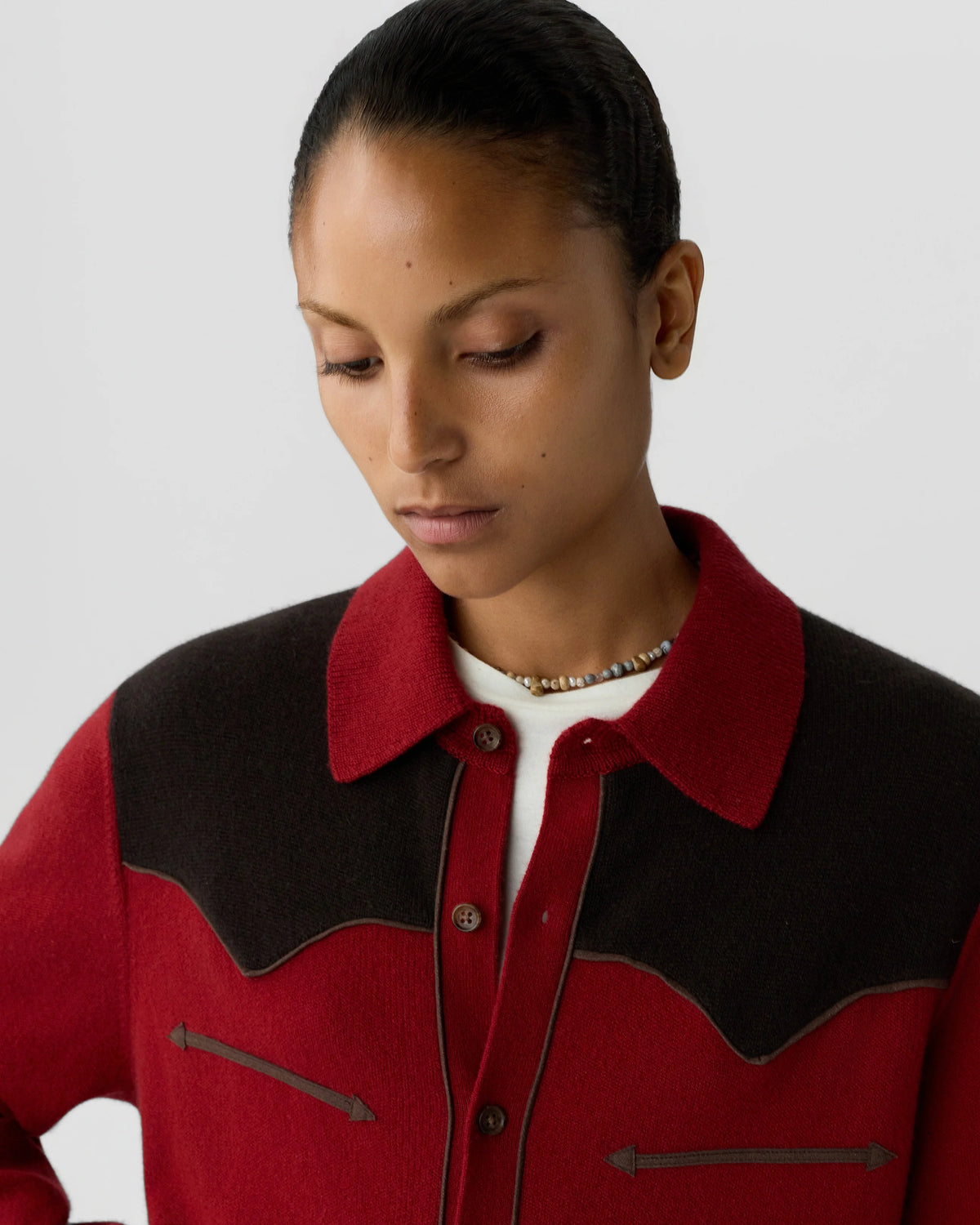 Chemise Western Button Up! - Carmine/BurntCocoa