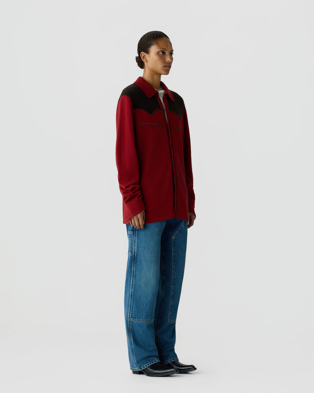 Chemise Western Button Up! - Carmine/BurntCocoa