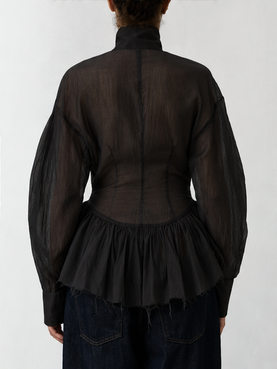 Camisa Elaine em Musselina Leve - Preto