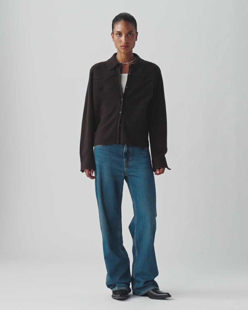 Chemise Cropped Western - Burnt Cocoa