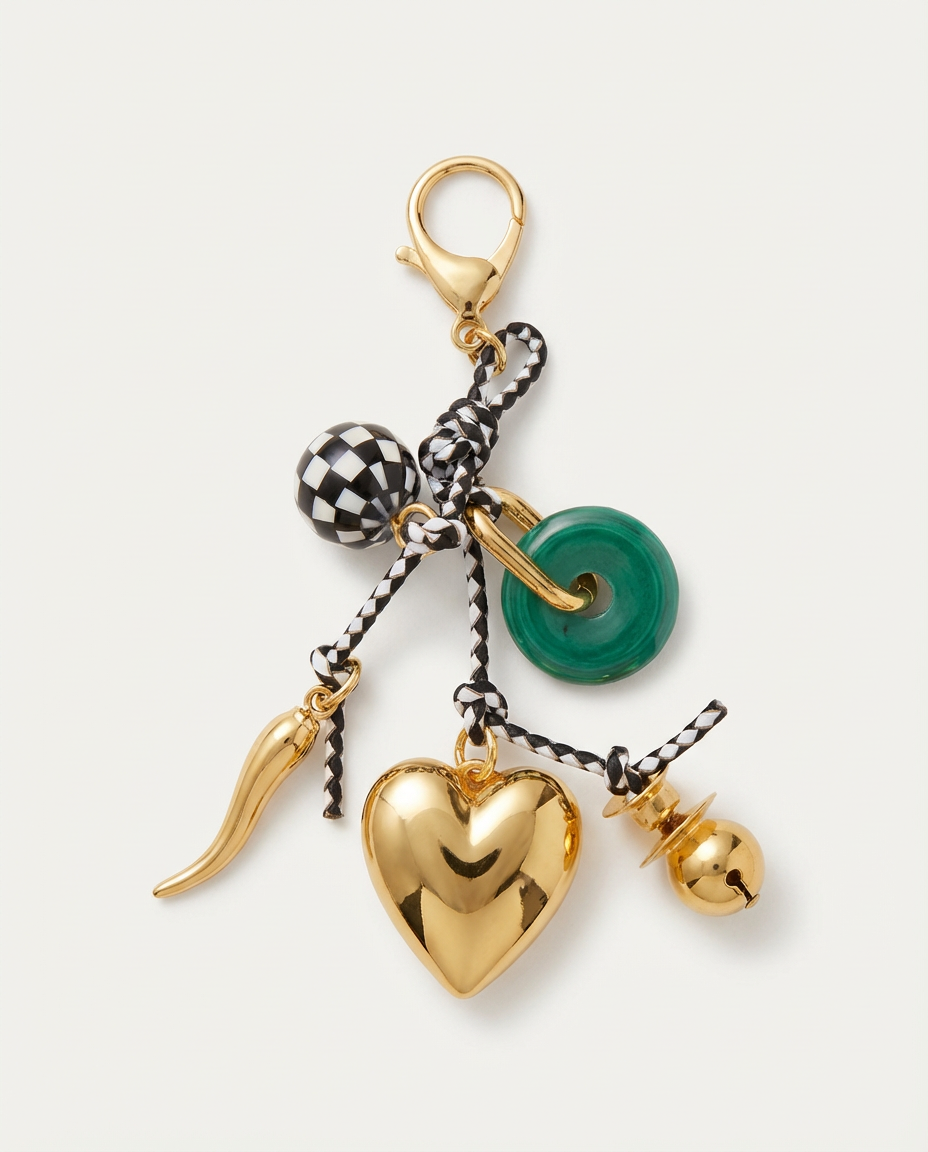 Porte-clés – Charms Cœur Doré & Malachite