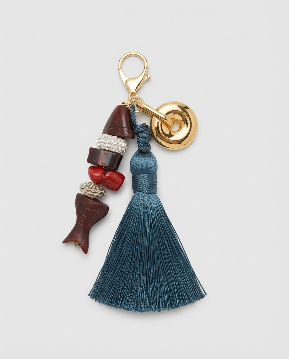 Porte-clés – Pompon & Charms Poisson