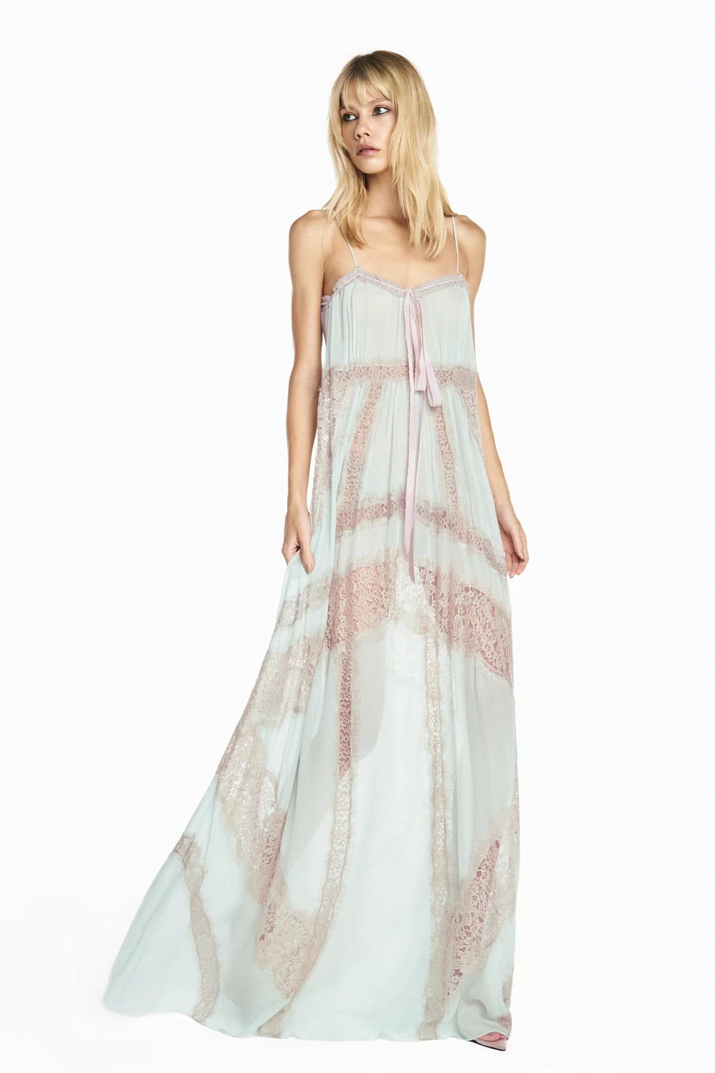 Robe Longue Chiffon Vert Sauge