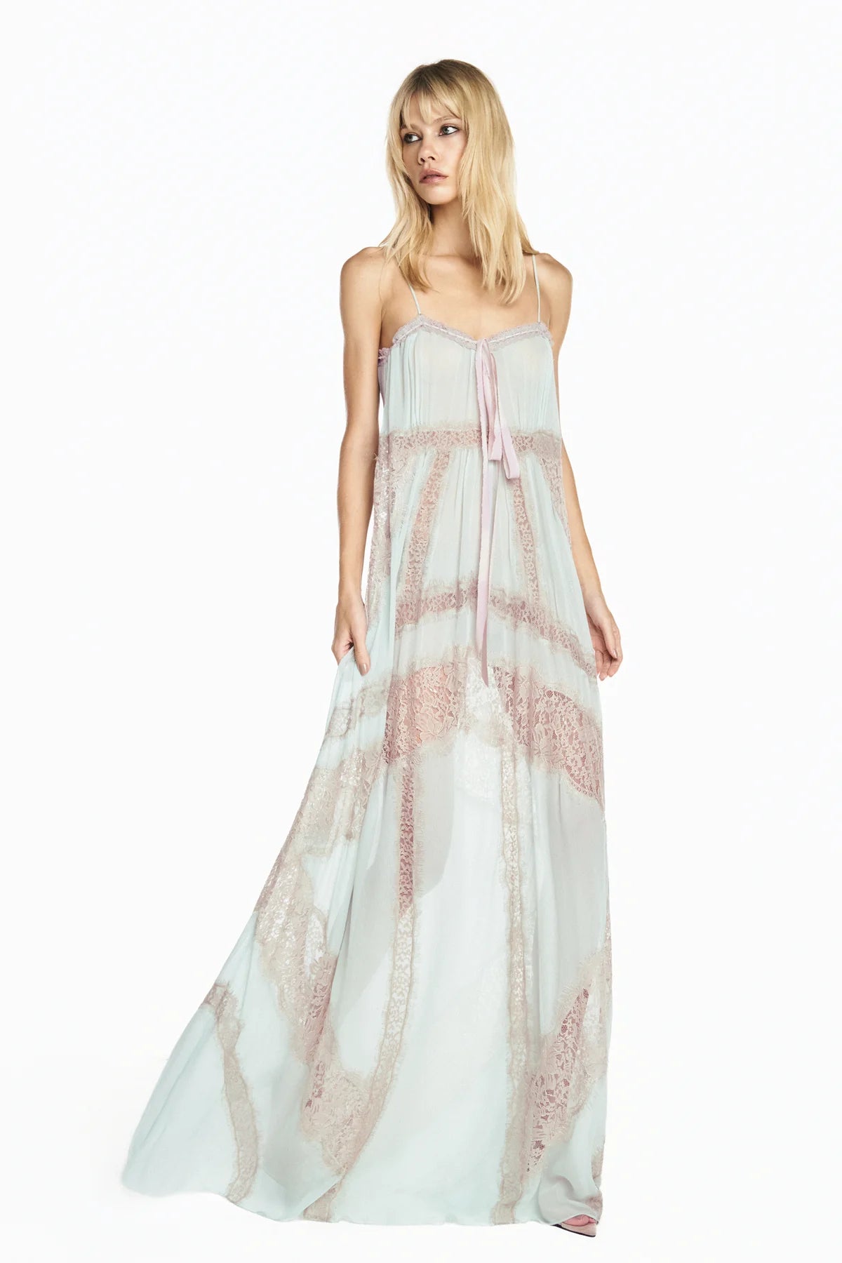 Robe Longue Chiffon Vert Sauge