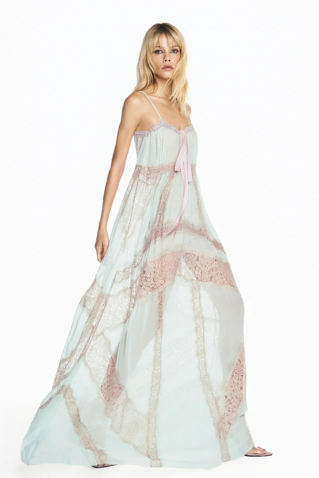 Robe Longue Chiffon Vert Sauge