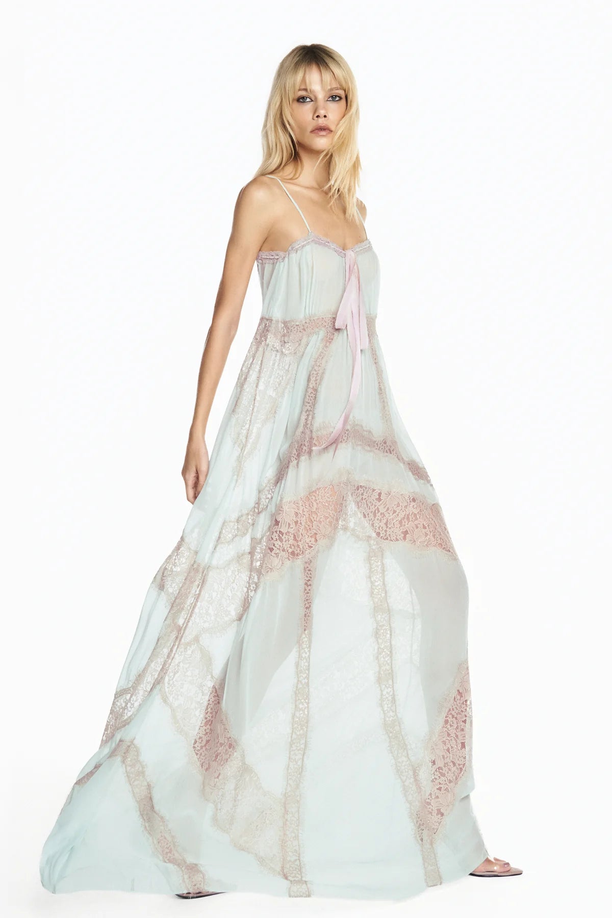 Robe Longue Chiffon Vert Sauge