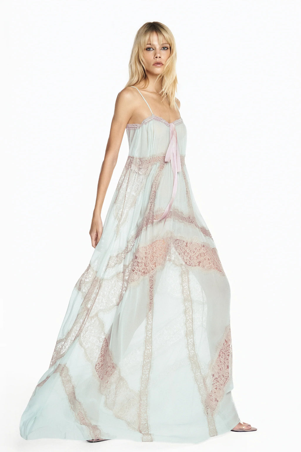 Robe Longue Chiffon Vert Sauge