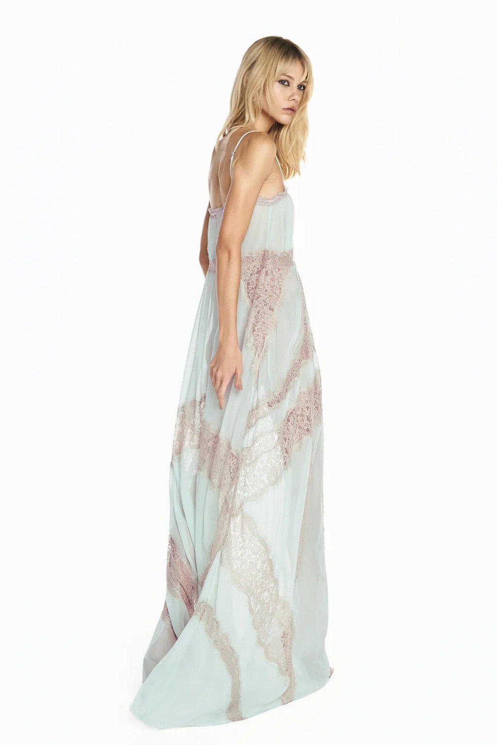 Robe Longue Chiffon Vert Sauge